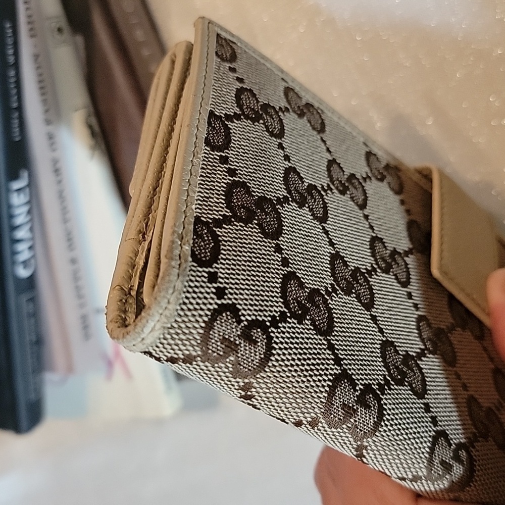Gucci GG Monogram Logo Canvas Leather Long Wallet Authentic - Picture 15 of 16